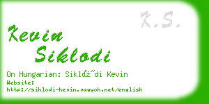 kevin siklodi business card